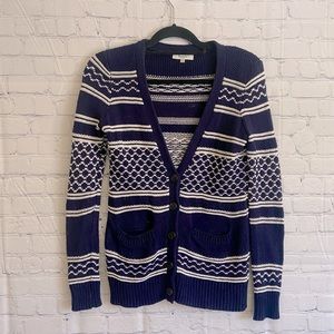 Madewell blue and white knit button up cardigan